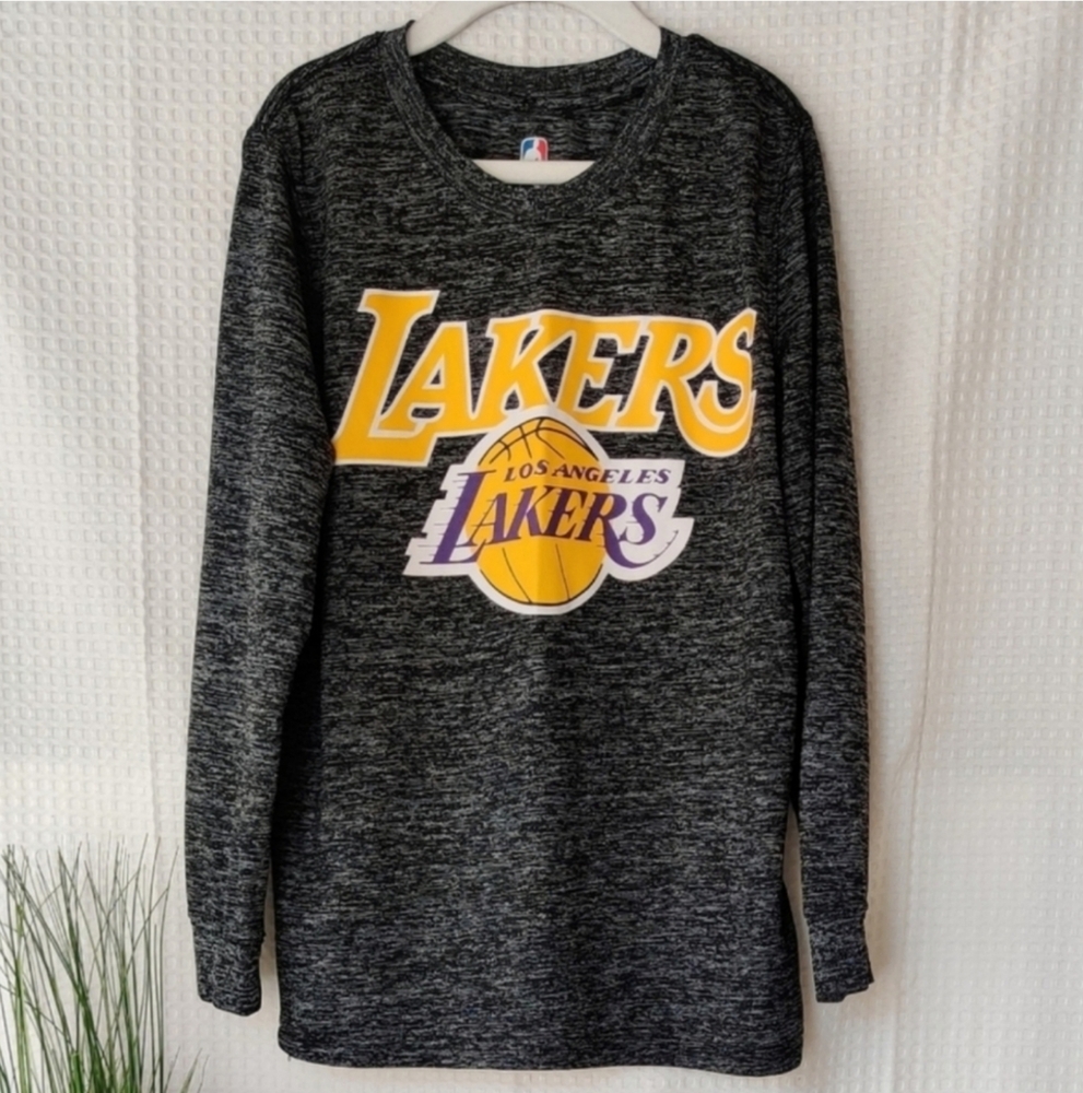 NBA Los Angeles Lakers Boys Long Sleeve Gray T-Shirt Size Small 8